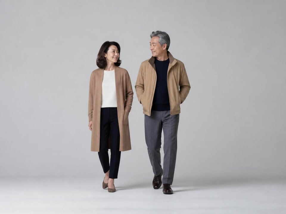 같은 톤으로 맞춘 부부 코디